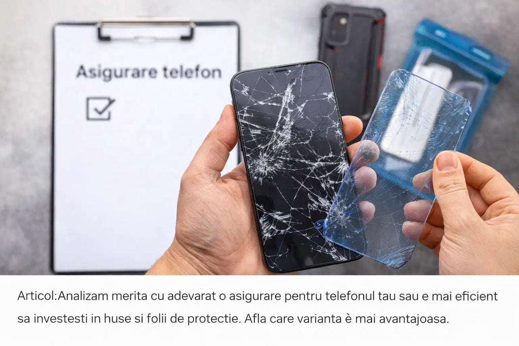 telefon cu ecran spart si folie de protectie, comparatie intre asigurare telefon si huse de protectie - viceversa.ro