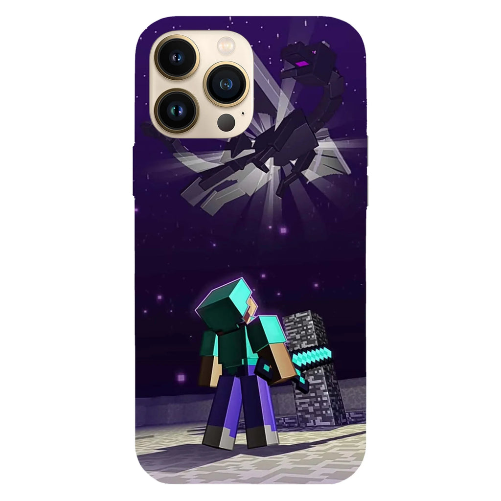 Husa compatibila cu Apple iPhone 15 Pro Max model Ender dragon Minecraft, Silicon, TPU, Viceversa - Viceversa