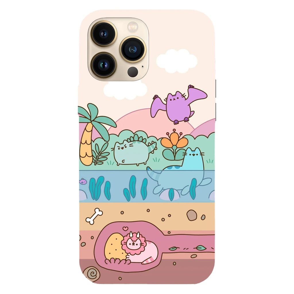 Husa compatibila cu Apple iPhone 15 Plus, Viceversa, model Dino park Pusheen , Silicon, TPU - Viceversa