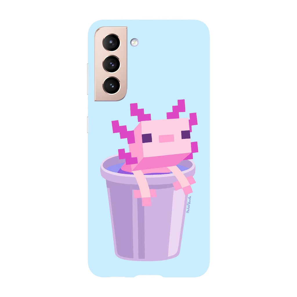 Husa compatibila cu Samsung Galaxy S22 Ultra model Cute Axolotl Minecraft, Silicon, TPU, Viceversa - Viceversa