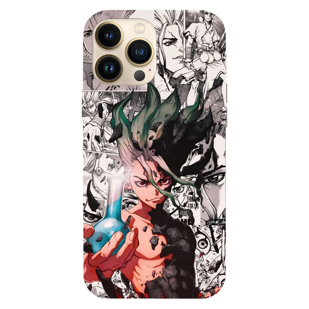 Husa telefon compatibila cu Apple iPhone 15 Plus, Viceversa, model Senku Ishigami Manga Dr Stone, Silicon, TPU - Viceversa