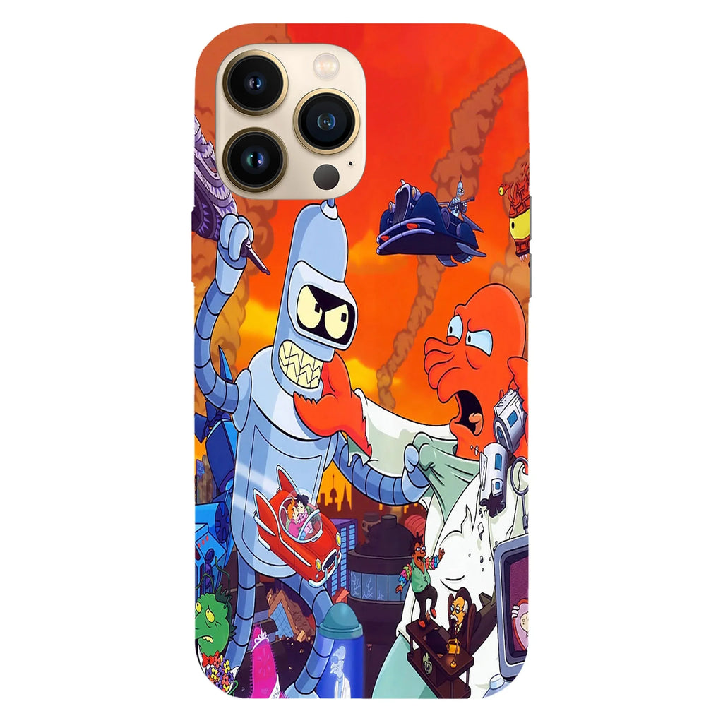 Husa compatibila cu Apple iPhone 15 Plus, Viceversa, model Futurama fight , Silicon, TPU - Viceversa