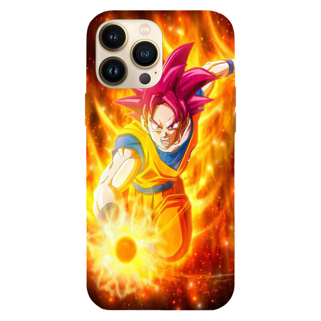 Husa compatibila cu Apple iPhone 15 Pro Max model Super Saiyan God Goku, Silicon, TPU, Viceversa - Viceversa