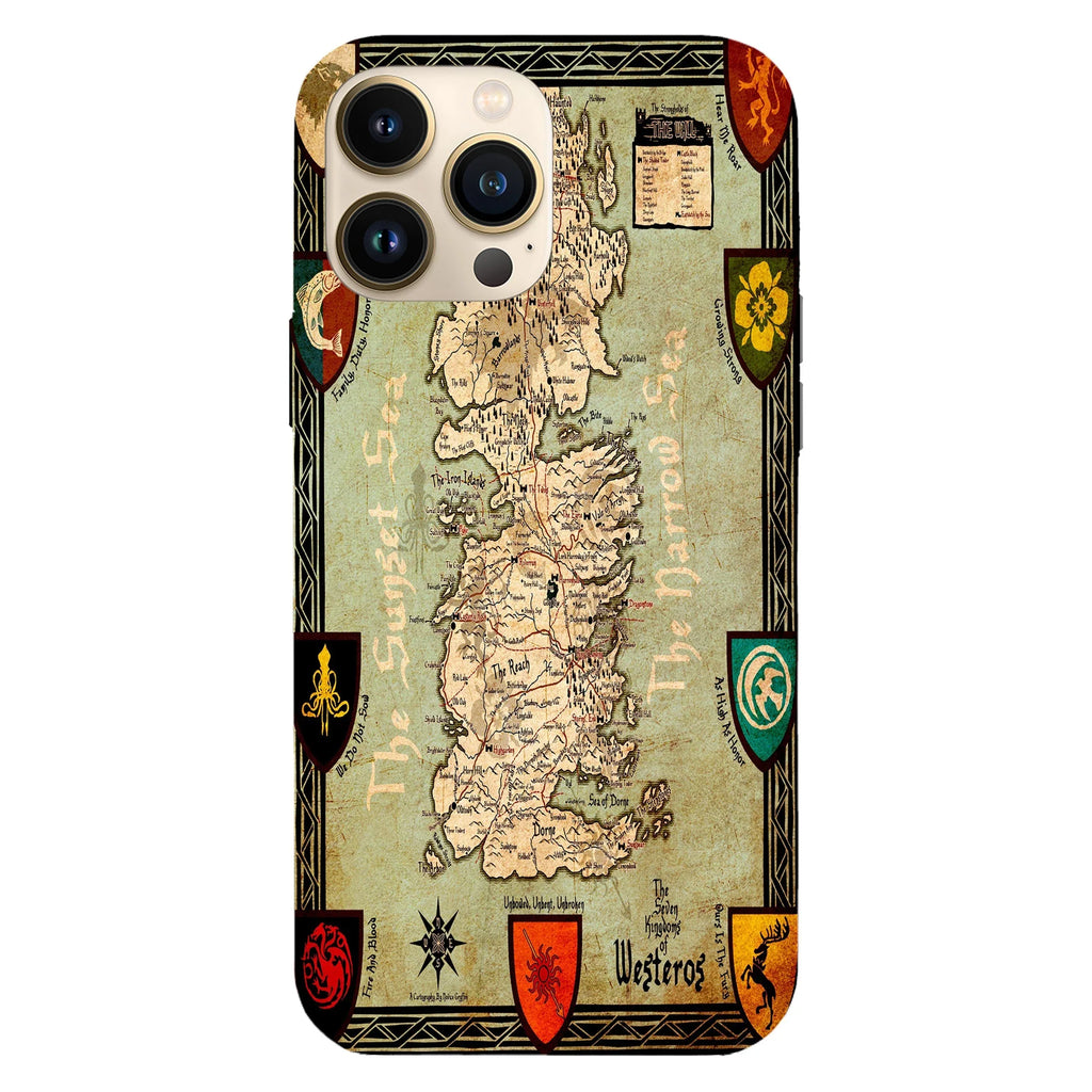 Husa telefon compatibila cu Apple iPhone 15 Pro, Viceversa, model Westeros Map Game of Thrones, Silicon, TPU - Viceversa