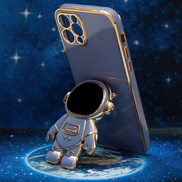 Husa Apple iPhone 15 Pro model Astronaut 5D Lost in Space Edition cu suport telefon, Silicon, TPU Albastru