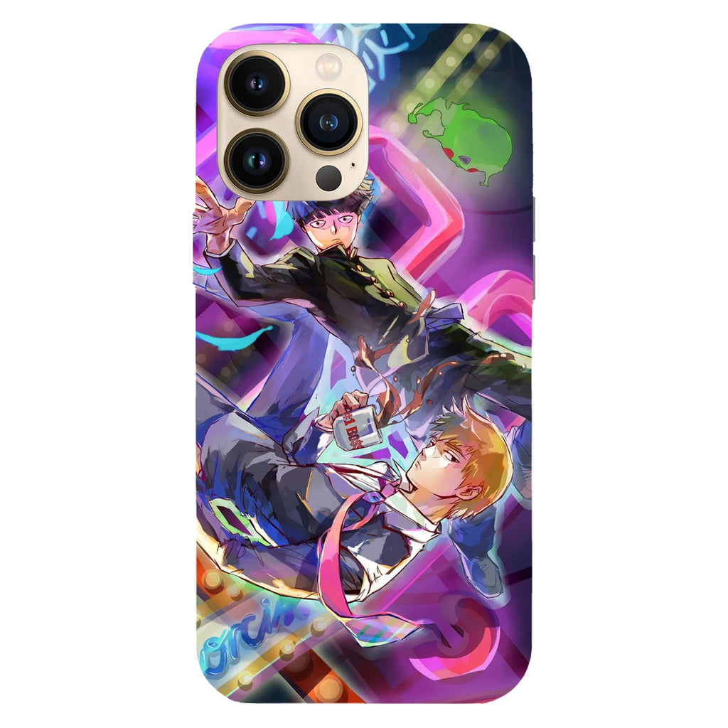 Husa telefon compatibila cu Apple iPhone 15 Plus, Viceversa, model Shigeo and Reigan Mob Psycho 100, Silicon, TPU - Viceversa