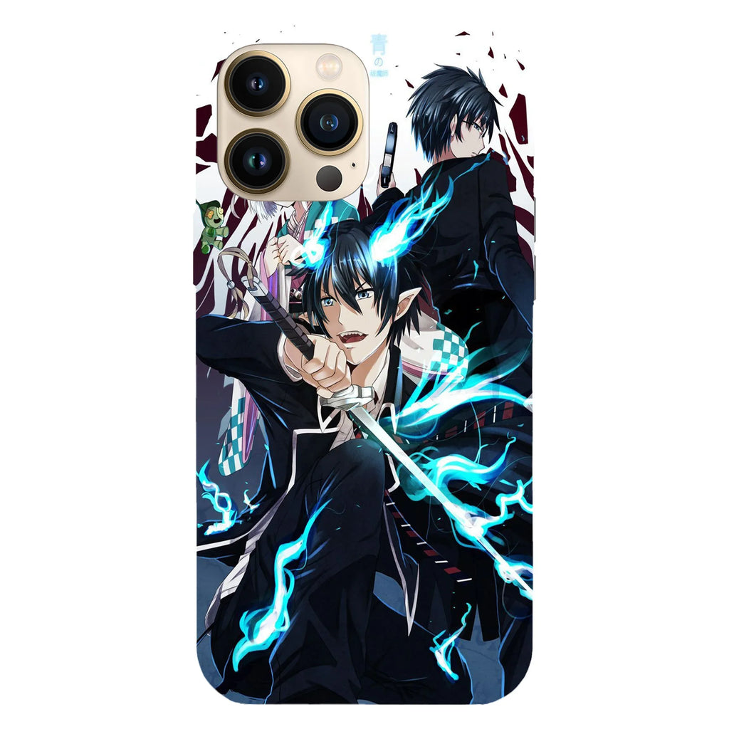 Husa compatibila cu Apple iPhone 15 Plus model Rin flames Blue exorcist, Silicon, TPU, Viceversa - Viceversa