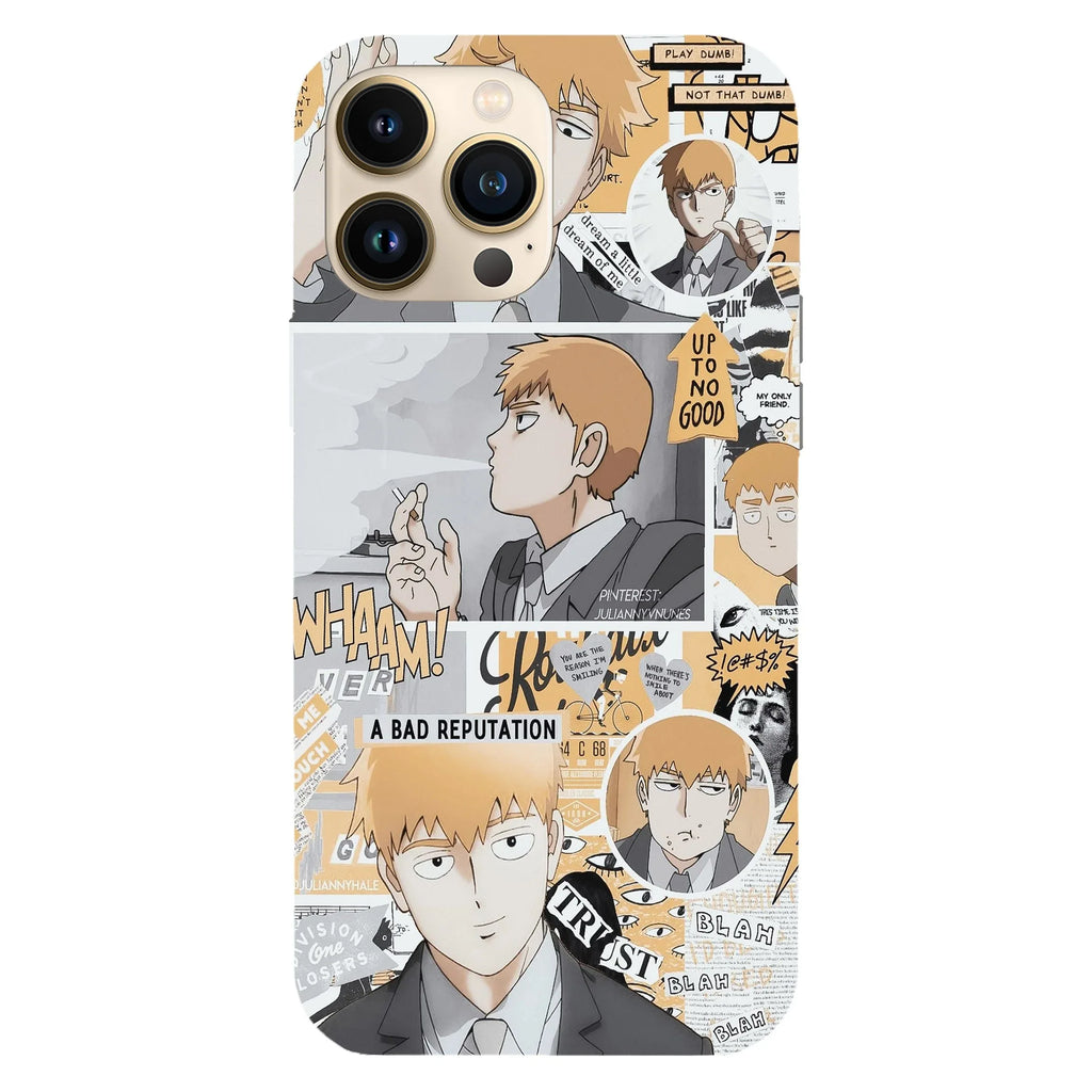 Husa telefon compatibila cu Apple iPhone 15 Pro, Viceversa, model Reigen Arataka Mob Psycho 100, Silicon, TPU - Viceversa