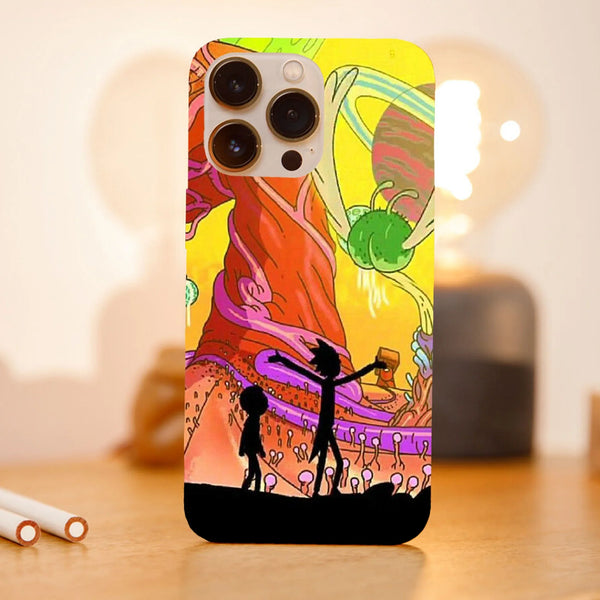 Husa compatibila cu Apple iPhone 15 Pro Max model Rick and Morty alien planet, Silicon, TPU, Viceversa - Viceversa