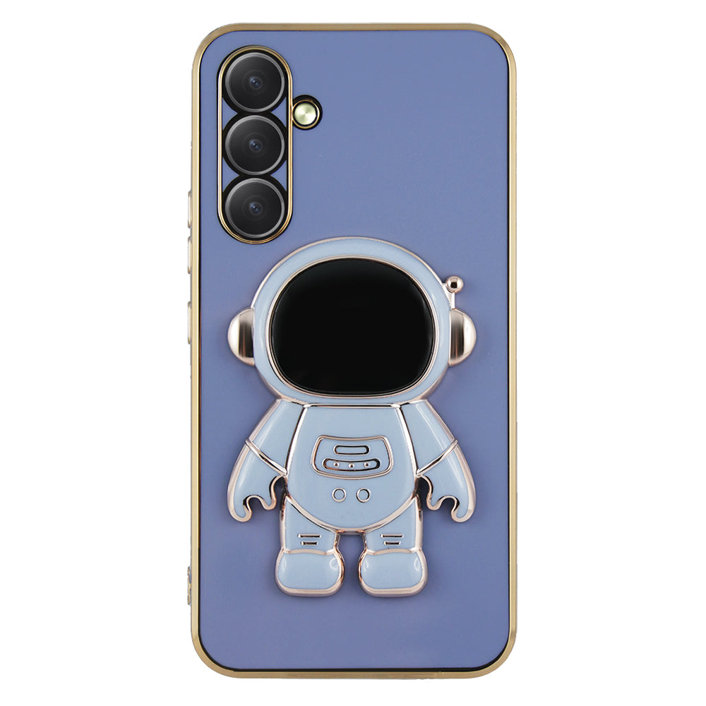 Husa Samsung Galaxy S24 Ultra, model Astronaut 5D Lost in Space Edition cu suport telefon, Silicon, TPU Albastru