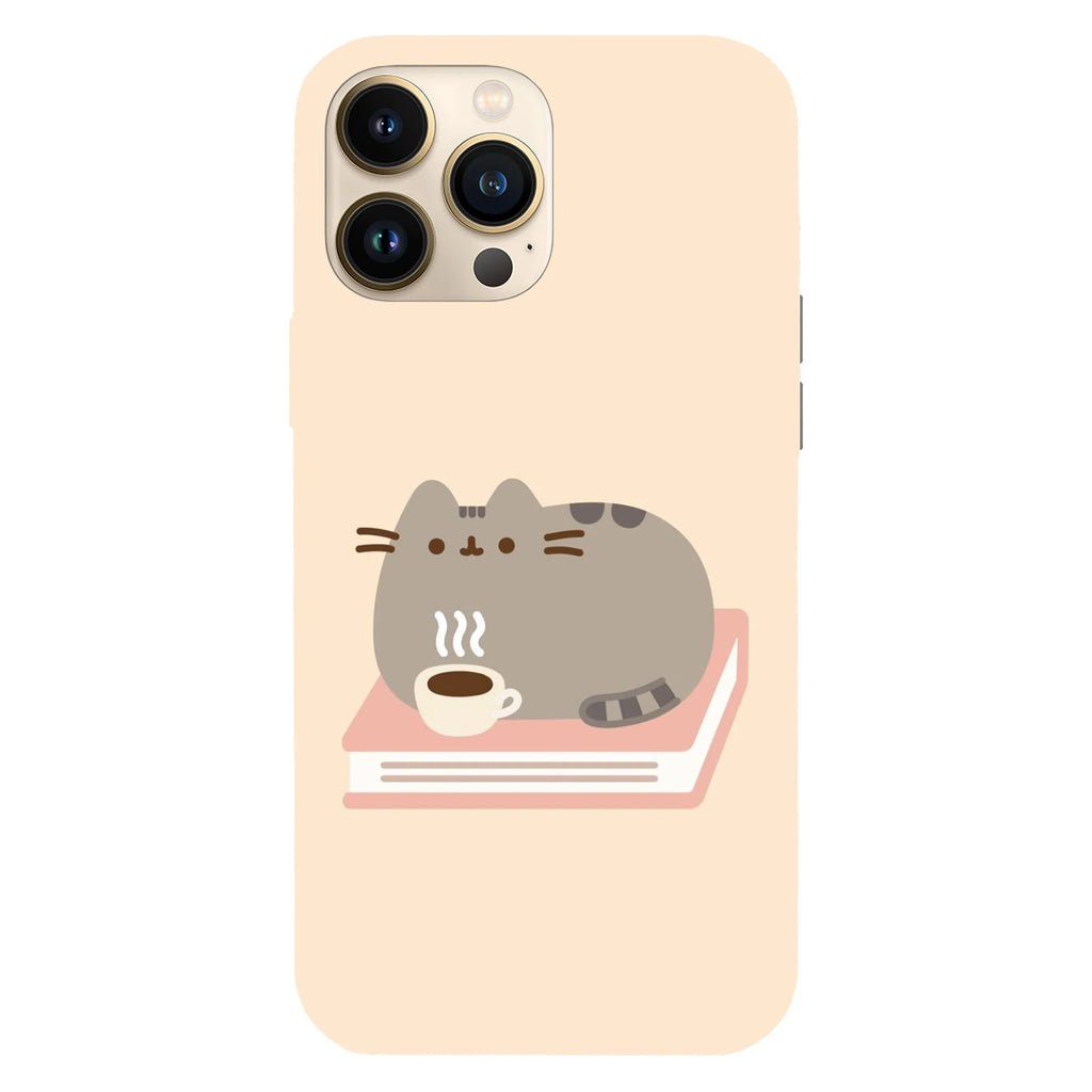 Husa model Coffee and good book Pusheen - Viceversa