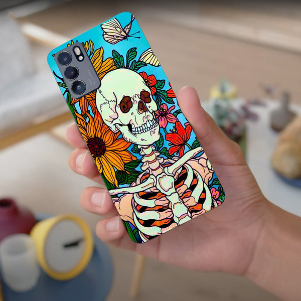 Husa compatibila cu Oppo Reno 5 4G model Blooming Flowers Skeleton, Silicon, TPU, Viceversa