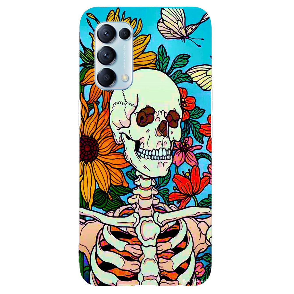 Husa compatibila cu Oppo Reno 5 4G model Blooming Flowers Skeleton, Silicon, TPU, Viceversa