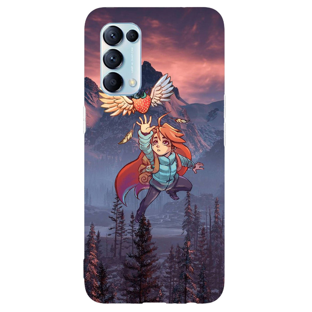 Husa compatibila cu Oppo Reno 5 4G model Celeste Winged Strawberry, Silicon, TPU, Viceversa