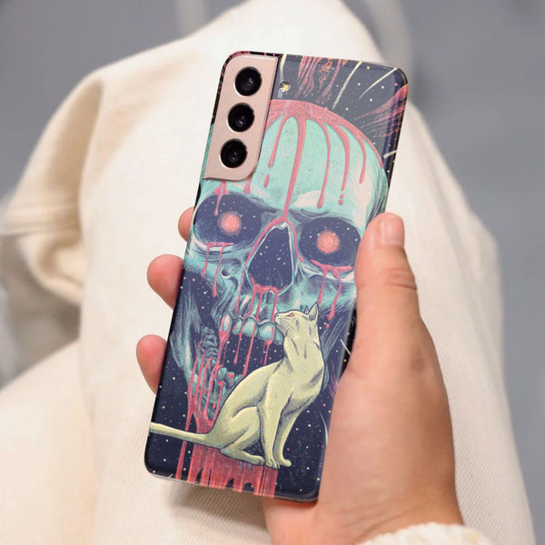 Husa compatibila cu Samsung Galaxy S21 FE model Evil cat, Silicon, TPU, Viceversa