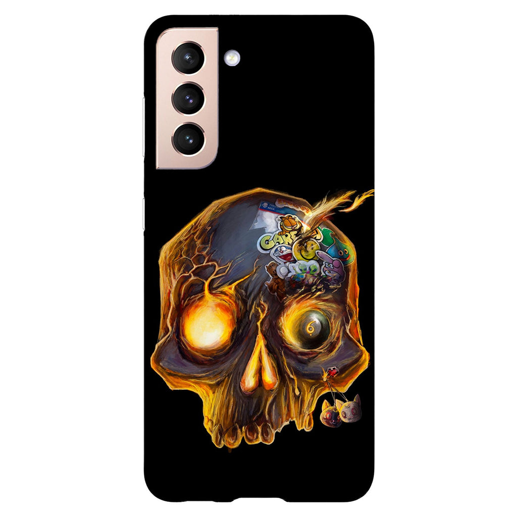 Husa compatibila cu Samsung Galaxy S21 FE model Fire skull, Silicon, TPU, Viceversa