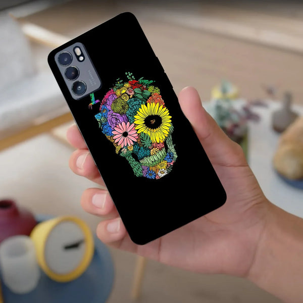 Husa compatibila cu Oppo Find X3 model Flower Skull, Silicon, TPU, Viceversa - Viceversa