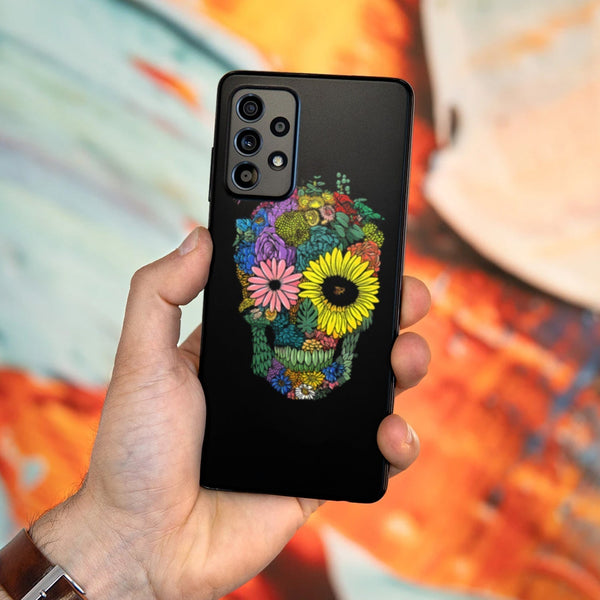Husa compatibila cu Samsung Galaxy A73 5G model Flower Skull, Silicon, TPU, Viceversa