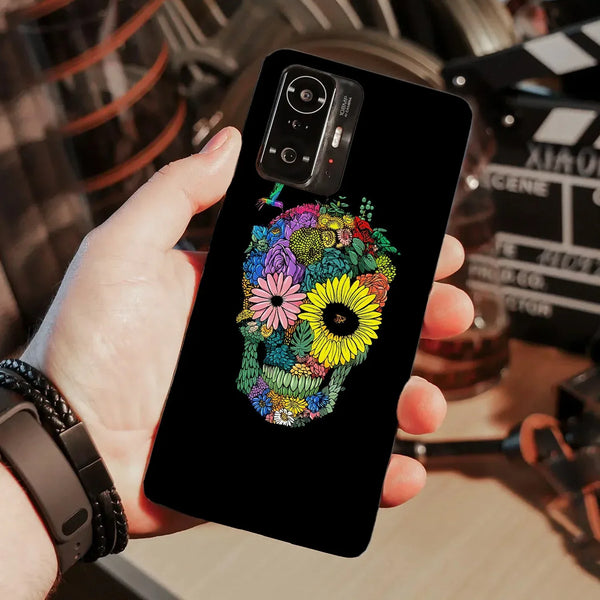 Husa compatibila cu Xiaomi Mi 11i model Flower Skull, Silicon, TPU, Viceversa - Viceversa