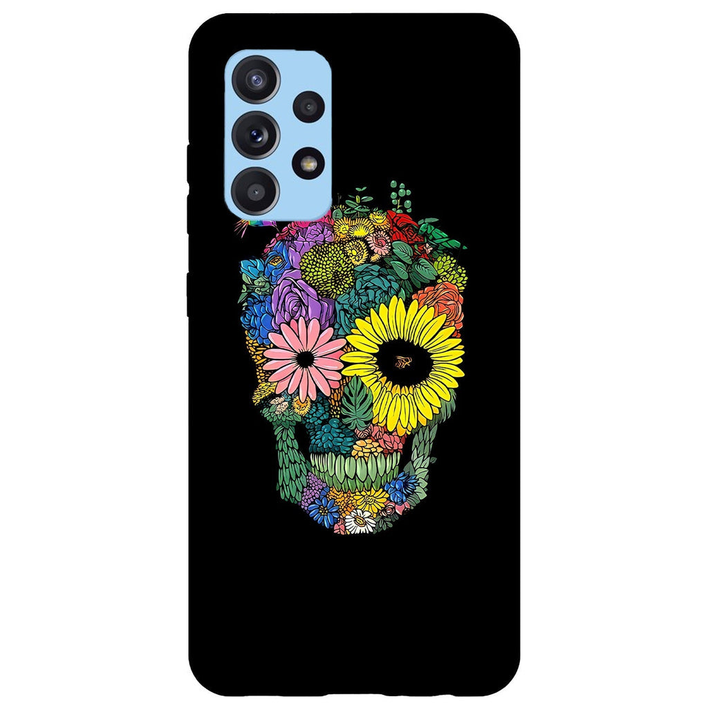 Husa compatibila cu Samsung Galaxy A73 5G model Flower Skull, Silicon, TPU, Viceversa