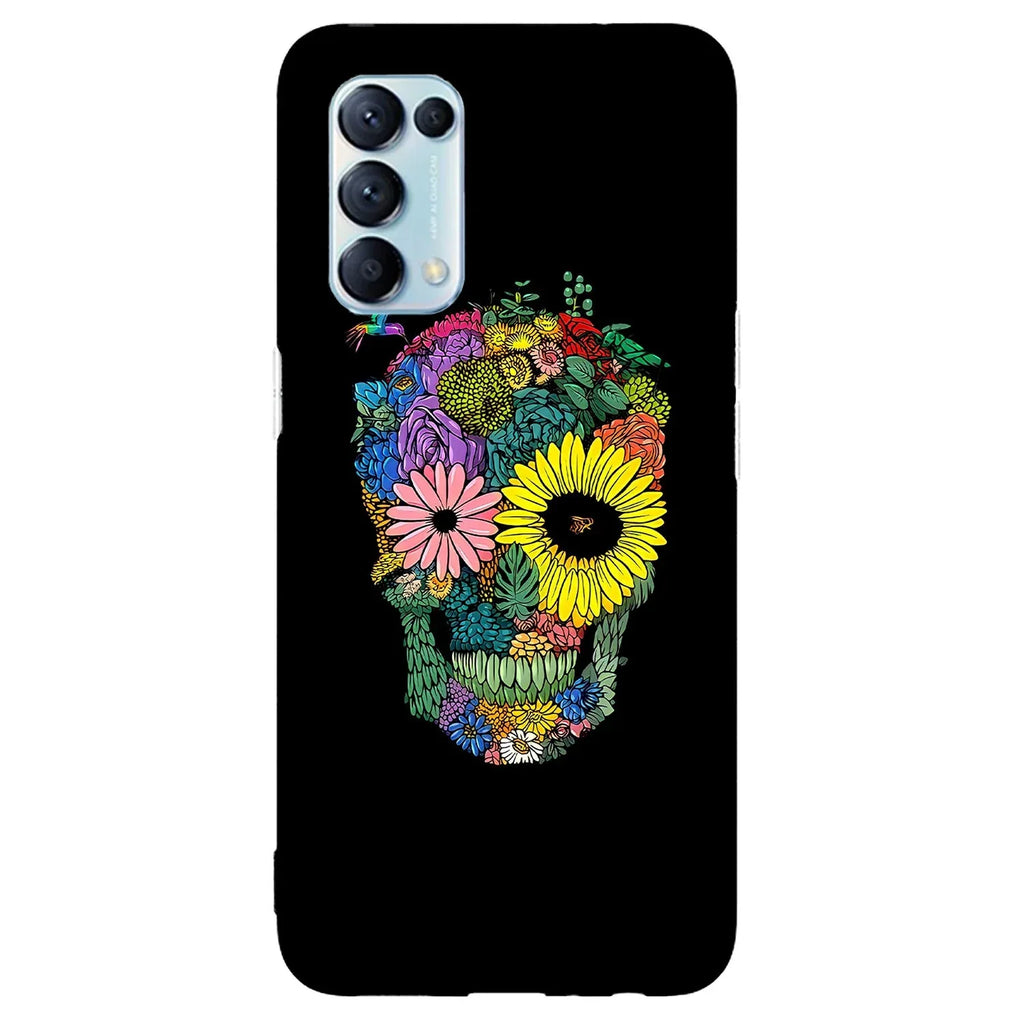 Husa compatibila cu Oppo Reno 4Z model Flower Skull, Silicon, TPU, Viceversa - Viceversa