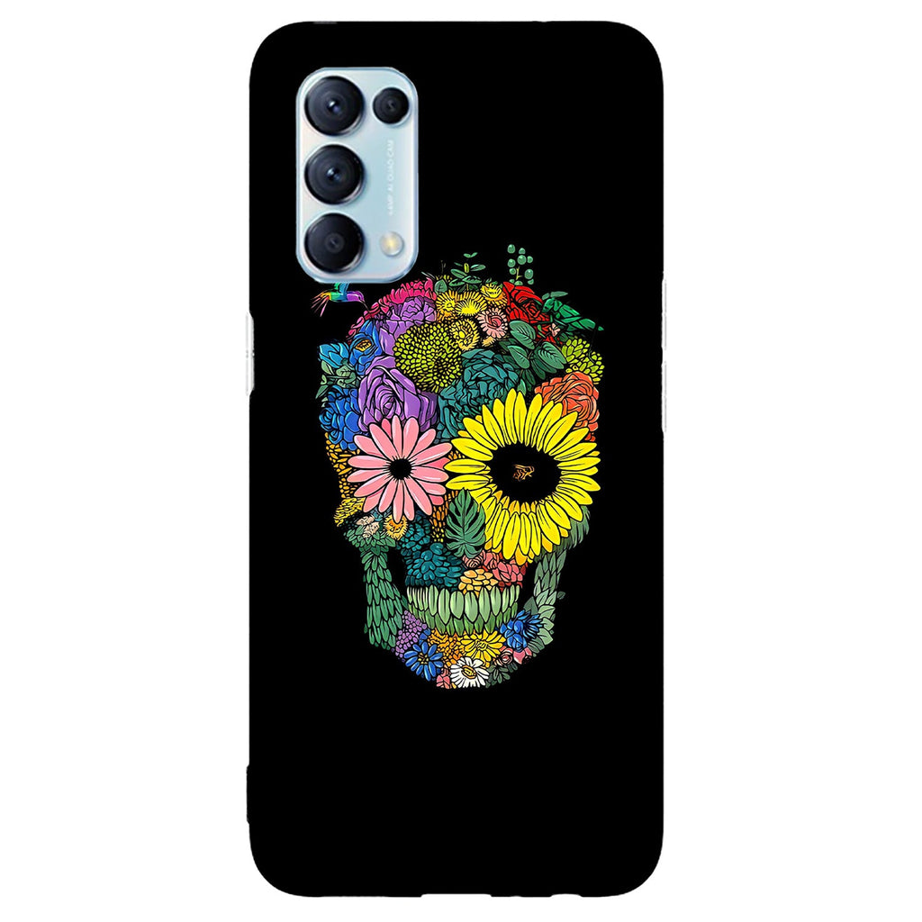 Husa compatibila cu Oppo Reno 5 4G model Flower Skull, Silicon, TPU, Viceversa
