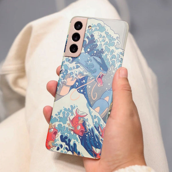 Husa compatibila cu Samsung Galaxy S21 FE model Gyarados and Magickarp Wave Pokemon, Silicon, TPU, Viceversa