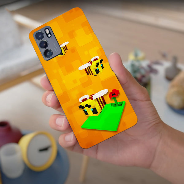 Husa compatibila cu Oppo Reno 5 4G model Minecraft Bees, Silicon, TPU, Viceversa