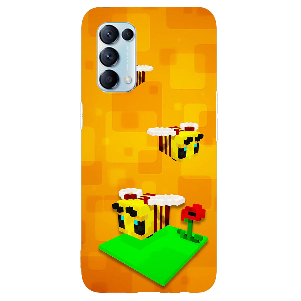 Husa compatibila cu Oppo Reno 5 4G model Minecraft Bees, Silicon, TPU, Viceversa