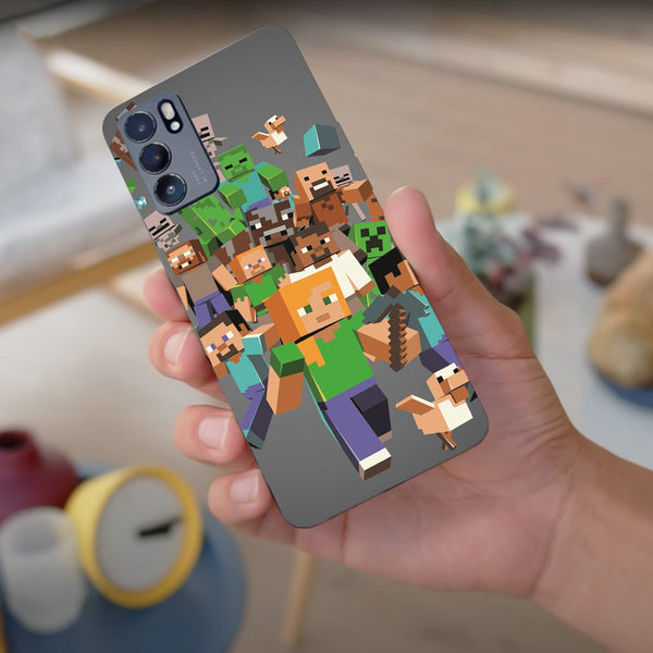 Husa compatibila cu Oppo Reno 5 4G model Minecraft Characters, Silicon, TPU, Viceversa