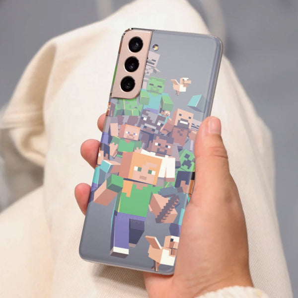 Husa Samsung Galaxy S21 FE model Minecraft Characters, Silicon, TPU, Viceversa