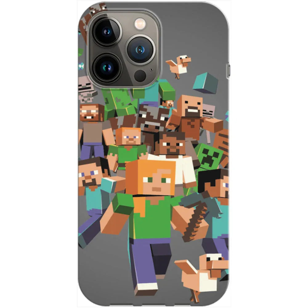 Husa compatibila cu Apple iPhone 14 Pro model Minecraft Characters, Silicon, TPU, Viceversa - Viceversa