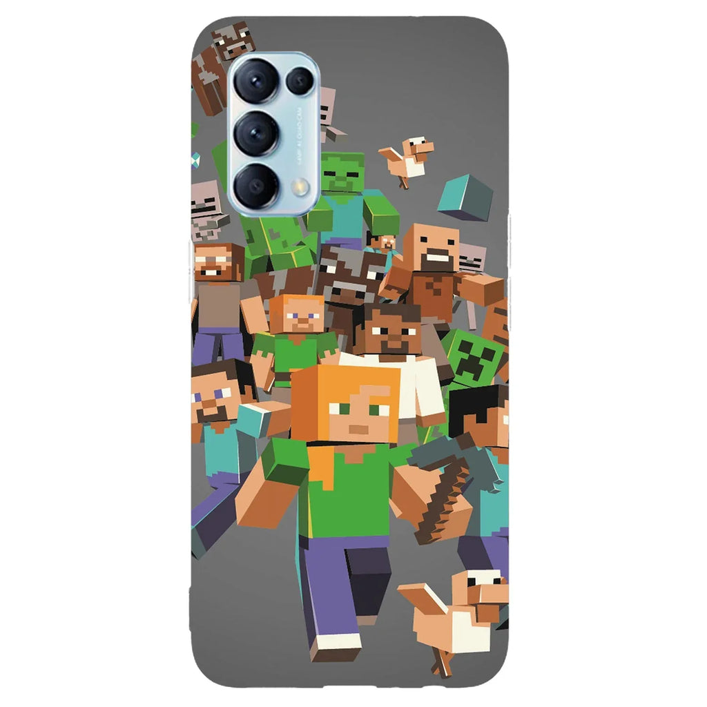 Husa compatibila cu Oppo Reno 4 Pro 5G model Minecraft Characters, Silicon, TPU, Viceversa - Viceversa