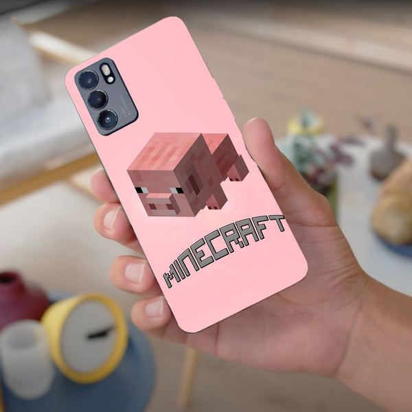 Husa compatibila cu Oppo Reno 5 4G model Minecraft Pig, Silicon, TPU, Viceversa