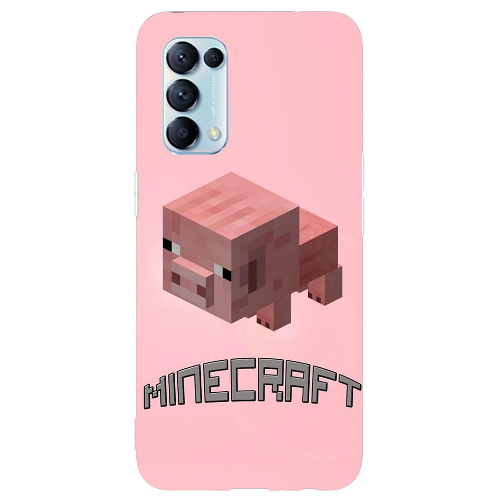 Husa compatibila cu Oppo Reno 5 4G model Minecraft Pig, Silicon, TPU, Viceversa