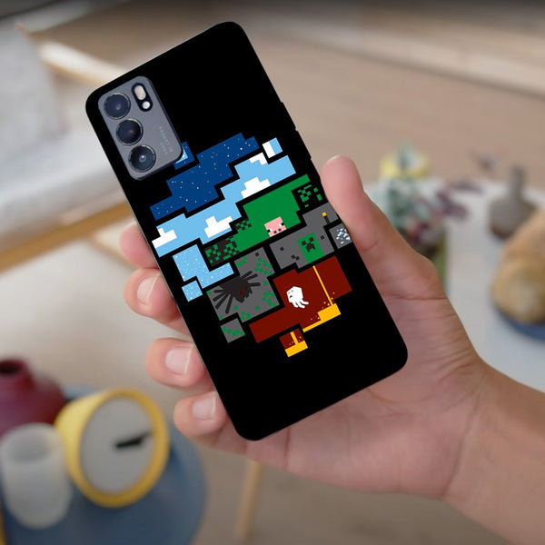 Husa compatibila cu Oppo A74 4G model Minecraft Pixels, Silicon, TPU, Viceversa