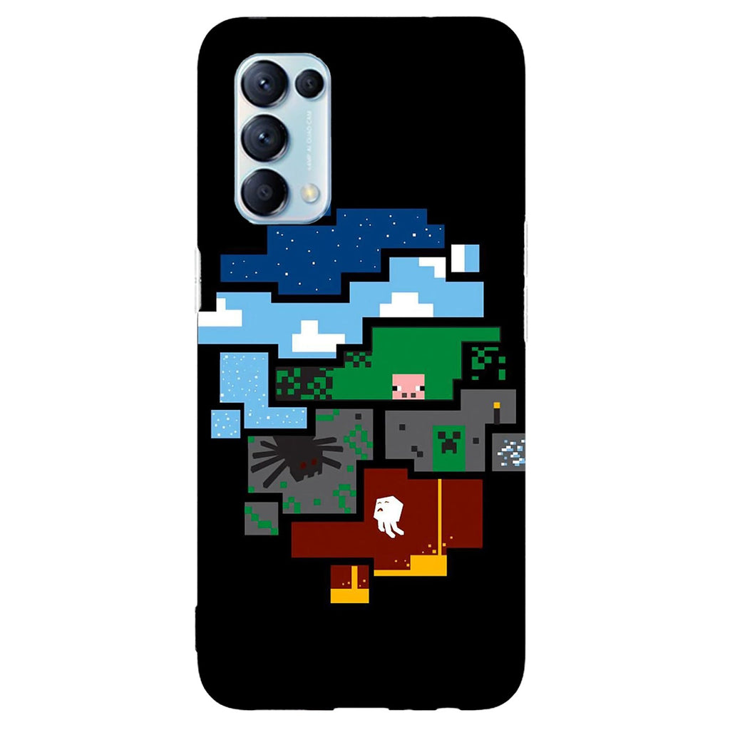 Husa compatibila cu Oppo Reno 5 4G model Minecraft Pixels, Silicon, TPU, Viceversa