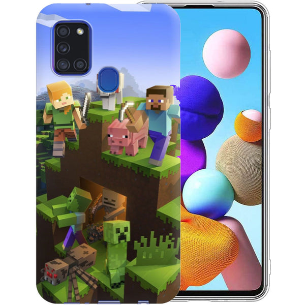 Husa silicon Samsung Galaxy A21s model Minecraft World, Silicon, TPU Viceversa