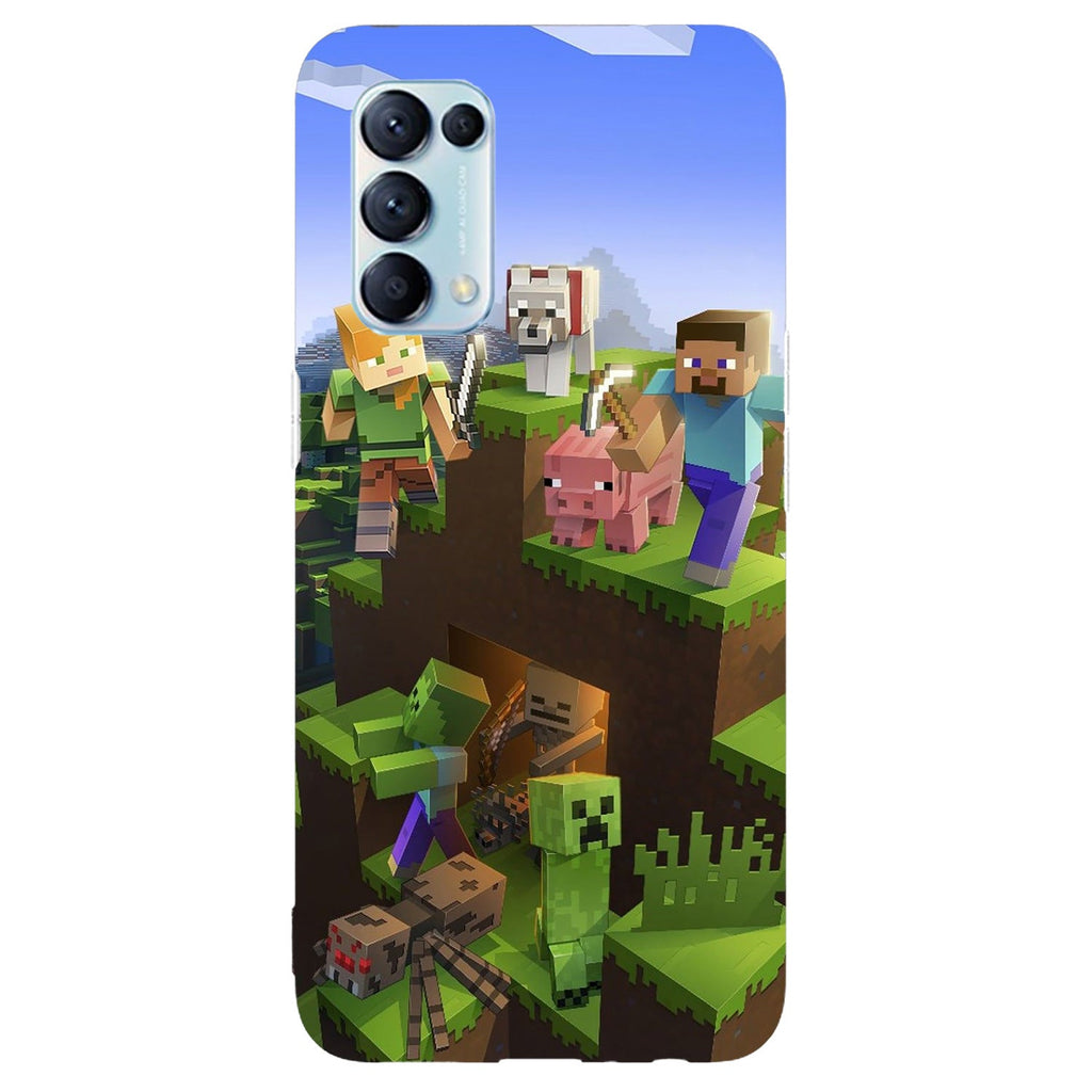 Husa compatibila cu Oppo Reno 5 4G model Minecraft World, Silicon, TPU, Viceversa