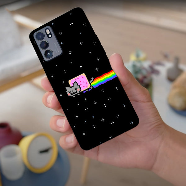 Husa compatibila cu Oppo A15 model Nyan Cat, Silicon, TPU, Viceversa