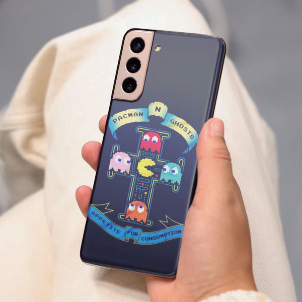 Husa compatibila cu Samsung Galaxy S21 FE model Pacman N Ghosts, Silicon, TPU, Viceversa