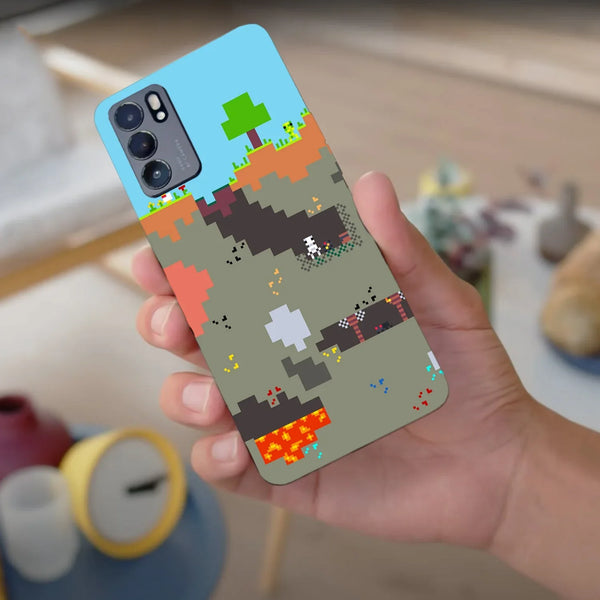 Husă din silicon Oppo Find X3 cu Pixelated world minecraft