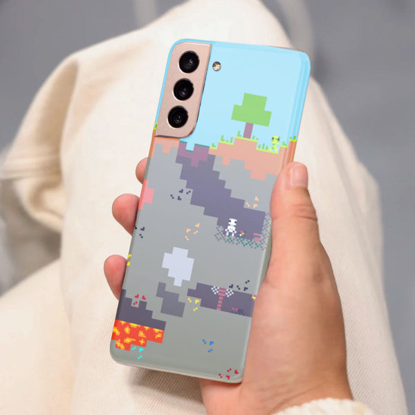 Husa Samsung Galaxy S21 FE model Pixelated World Minecraft, Silicon, TPU, Viceversa