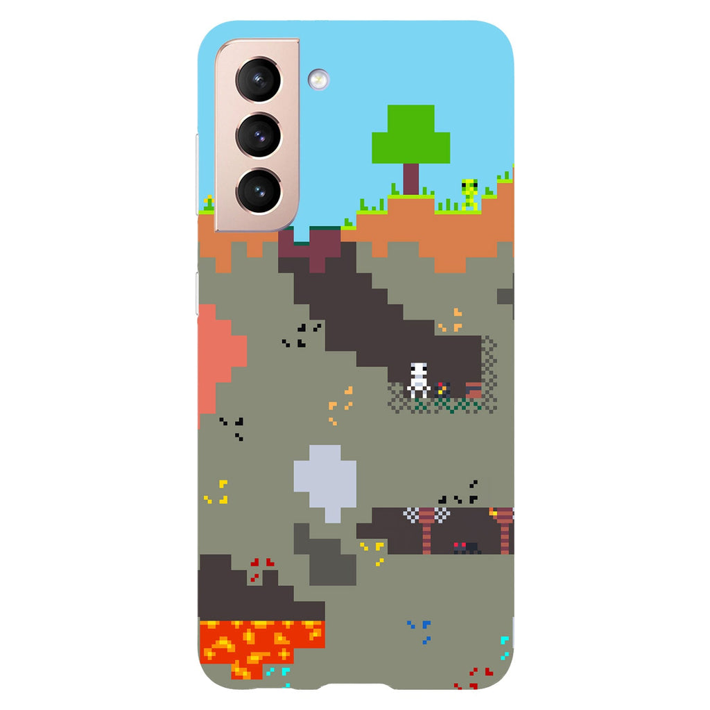 Husa Samsung Galaxy S21 FE model Pixelated World Minecraft, Silicon, TPU, Viceversa