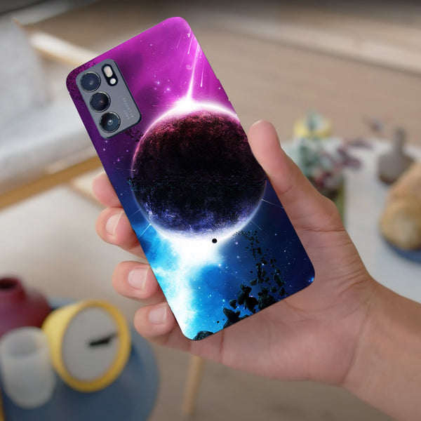 Husa compatibila cu Oppo Reno 5 4G model Purple Planet, Silicon, TPU, Viceversa