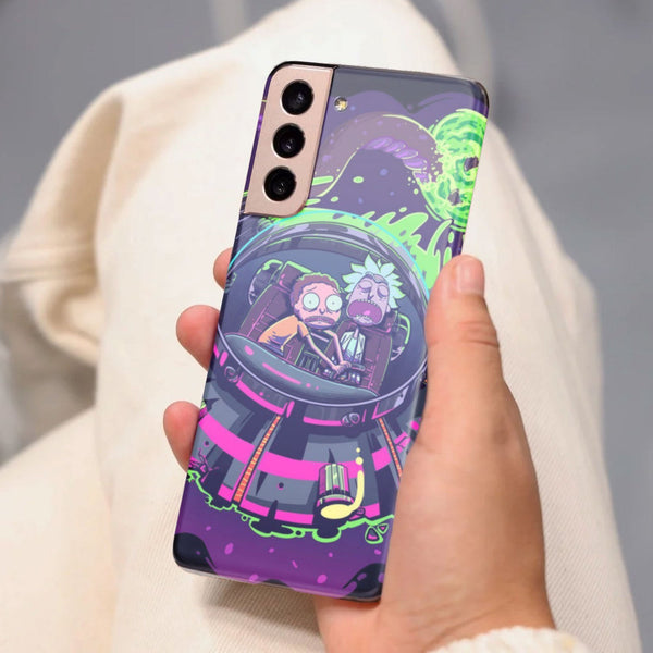 Husa compatibila cu Samsung Galaxy S21 FE model Rick and Morty crashing, Silicon, TPU, Viceversa