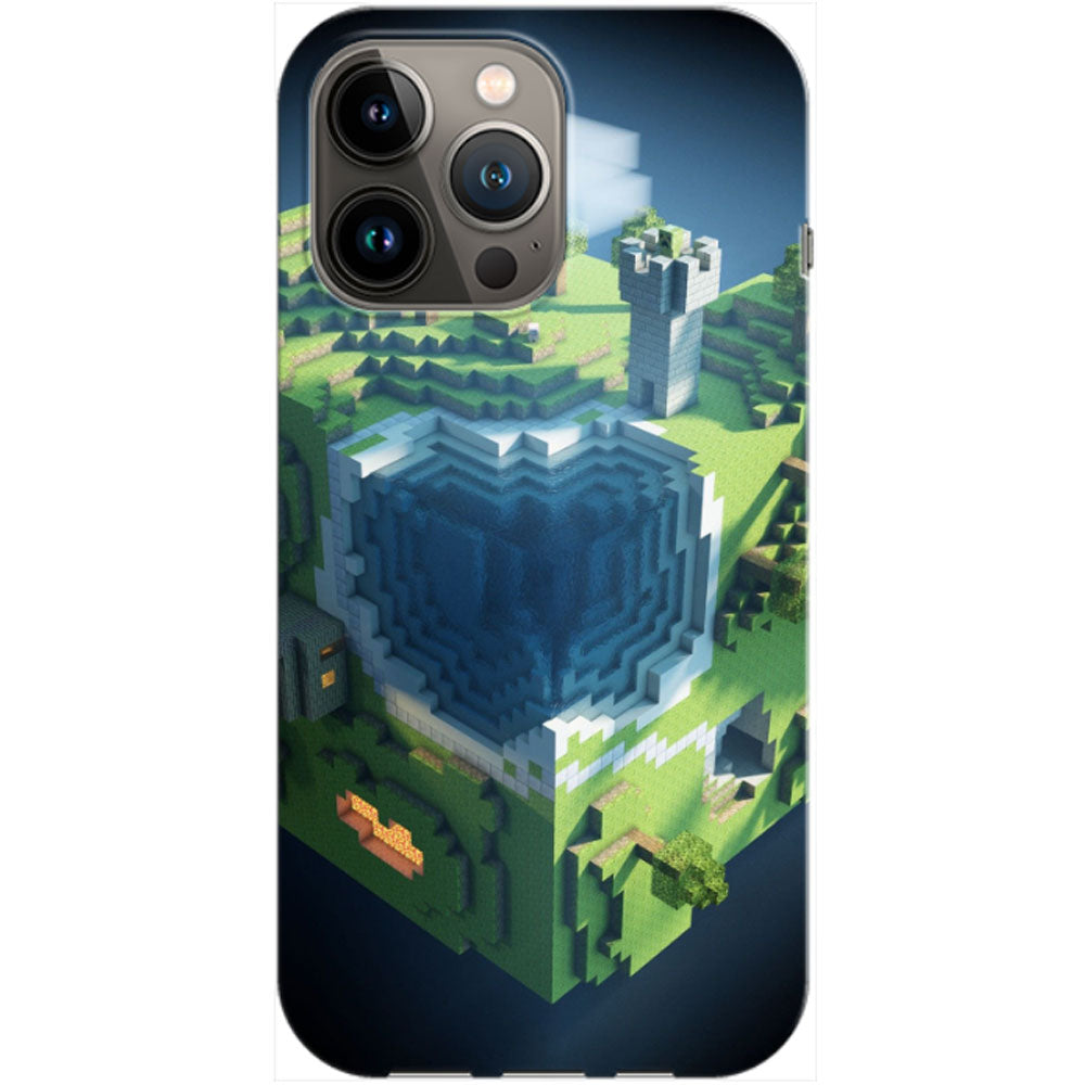 Husa compatibila cu Apple iPhone 14 model Sky Block Minecraft, Silicon, TPU, Viceversa
