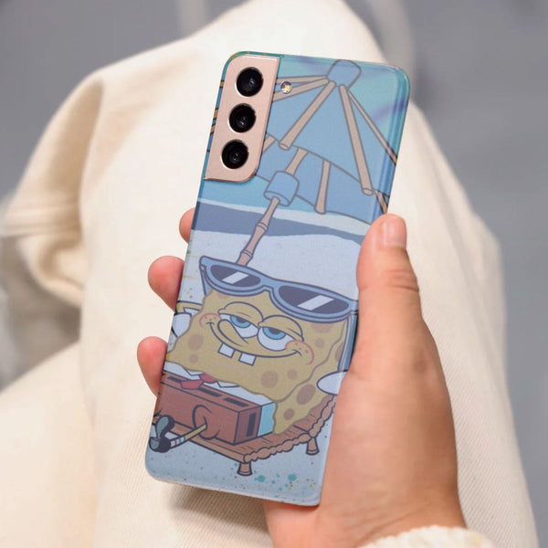 Husa compatibila cu Samsung Galaxy S21 FE model Sponge Bob Chilling, Silicon, TPU, Viceversa