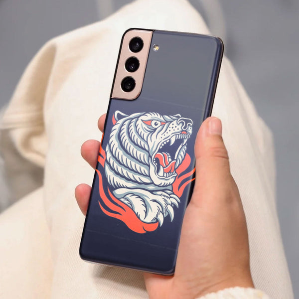 Husa compatibila cu Samsung Galaxy S21 FE model Tiger flames, Silicon, TPU, Viceversa