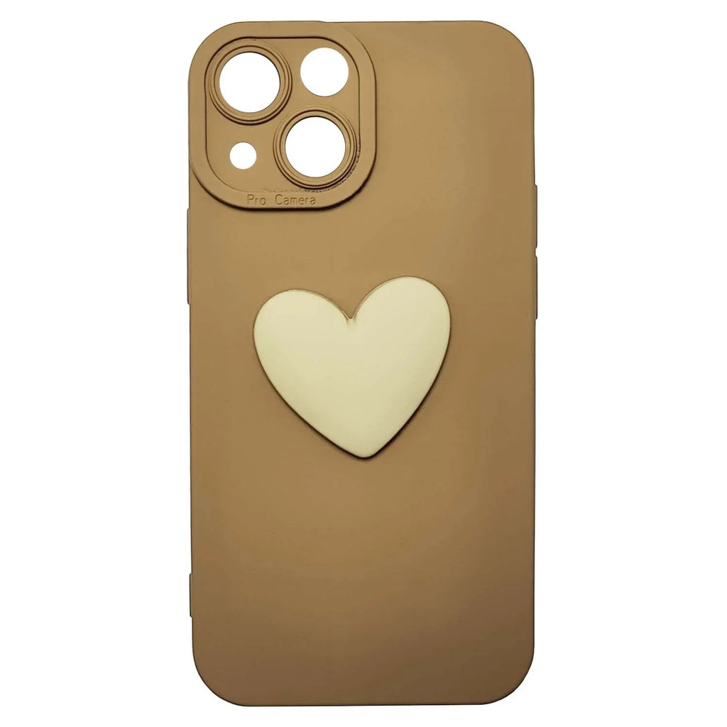 Husa compatibila cu Apple iPhone 13 Mini model Big Heart 5D, Maro, Silicon, TPU, Viceversa - Viceversa